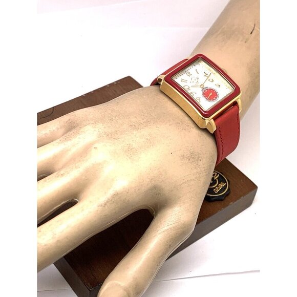 GV2 by Gevril Women's Watch 9261 Swiss Quartz Mother of Pearl Dial Red Leather - Picture 4 of 13